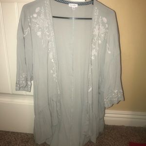 Green and White Floral Duster/Kimono
